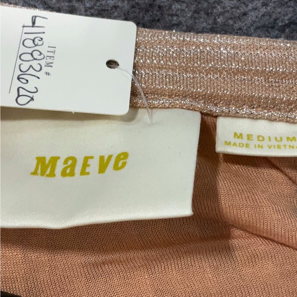 Anthropologie Maeve Ambra Pleated Metallic Pale Pink Skirt - Picture 6 of 7